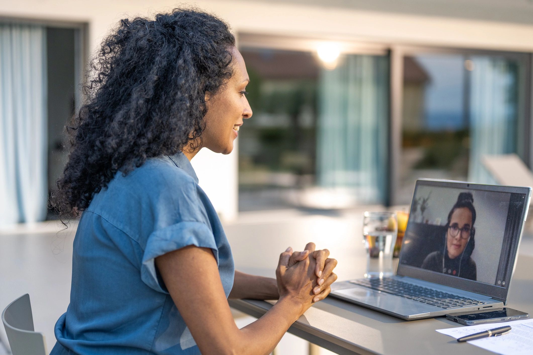 Remote technology consultation on a laptop